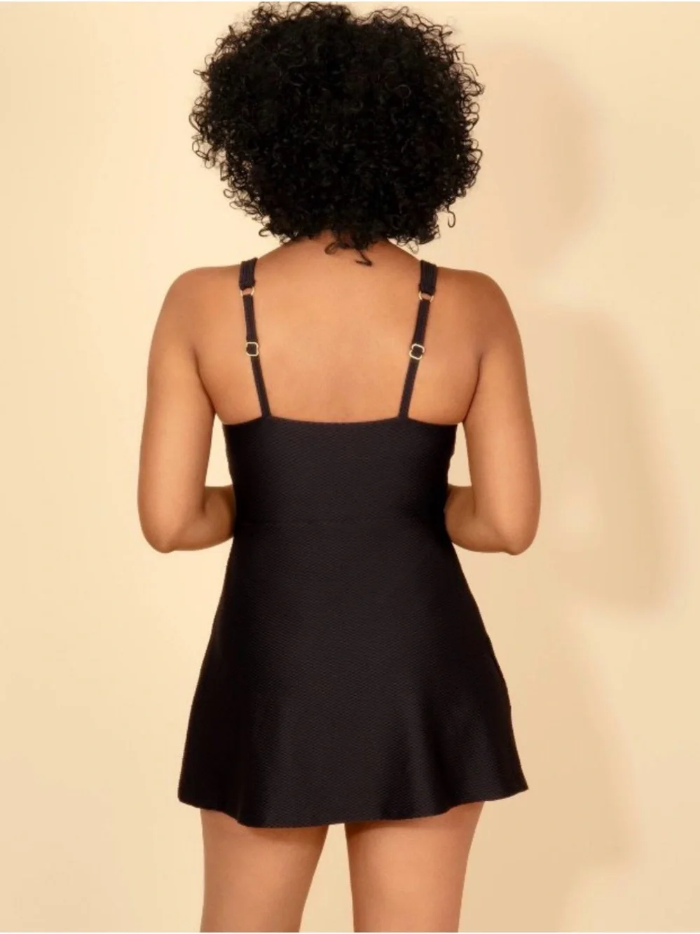 Lands' End Black Textured One-Piece Swim Dress